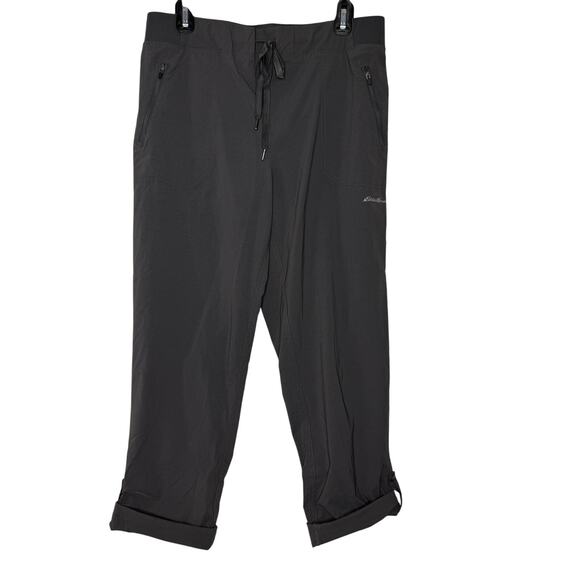 Eddie Bauer Gray Roll Tab Hiking Pants Size L Nylon Ripstop Outdoor Travel - Picture 1 of 6